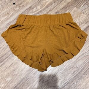 FP Movement by Free People High Waist Ruffled Brown Shorts